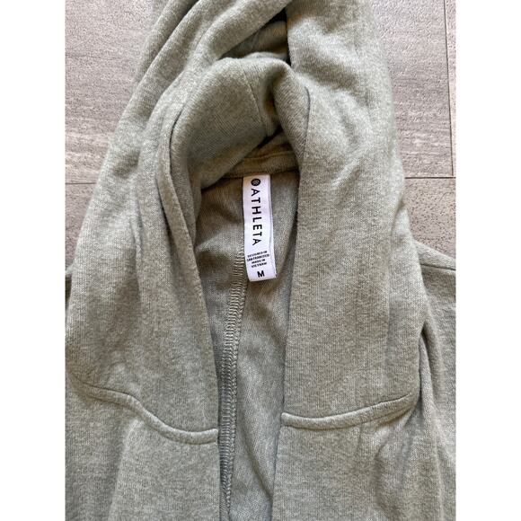 ATHLETA Harmony Wrap Open Cardigan Duster Hooded Lightweight Grey Green Size M - Picture 2 of 2